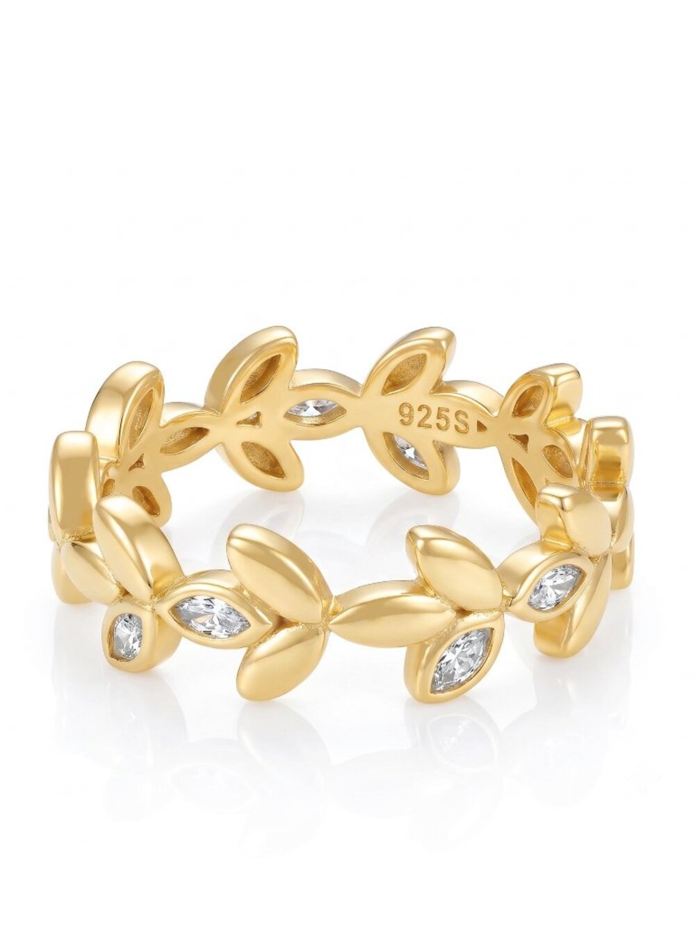 Gold Leaf Eternity Band Ring - Charmed Aroma Bohemian 925 Sterling Silver